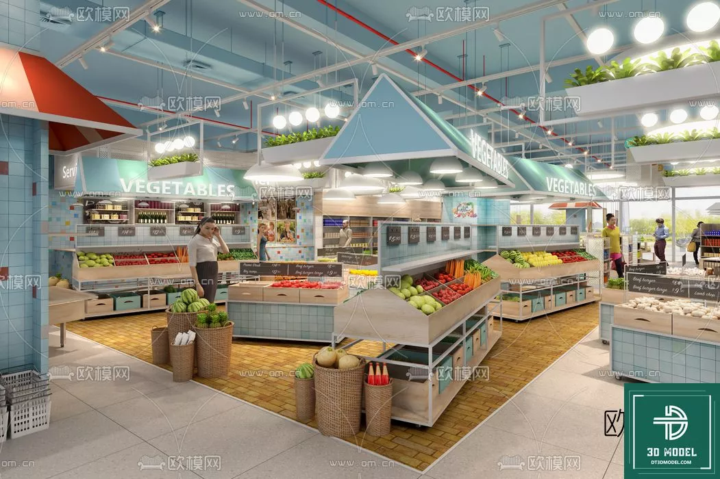 MODERN SUPERMARKET - SKETCHUP 3D SCENE - VRAY OR ENSCAPE - ID14363