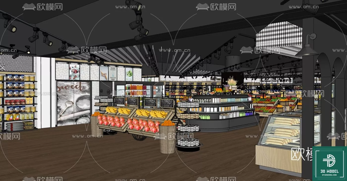 MODERN SUPERMARKET - SKETCHUP 3D SCENE - VRAY OR ENSCAPE - ID14371