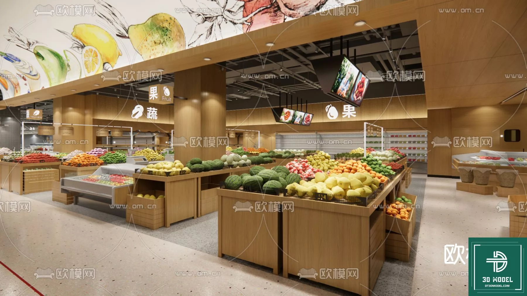 MODERN SUPERMARKET - SKETCHUP 3D SCENE - VRAY OR ENSCAPE - ID14396