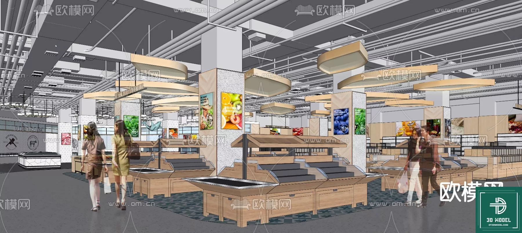 MODERN SUPERMARKET - SKETCHUP 3D SCENE - VRAY OR ENSCAPE - ID14397