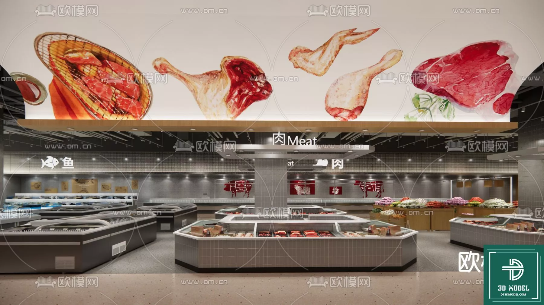 MODERN SUPERMARKET - SKETCHUP 3D SCENE - VRAY OR ENSCAPE - ID14398