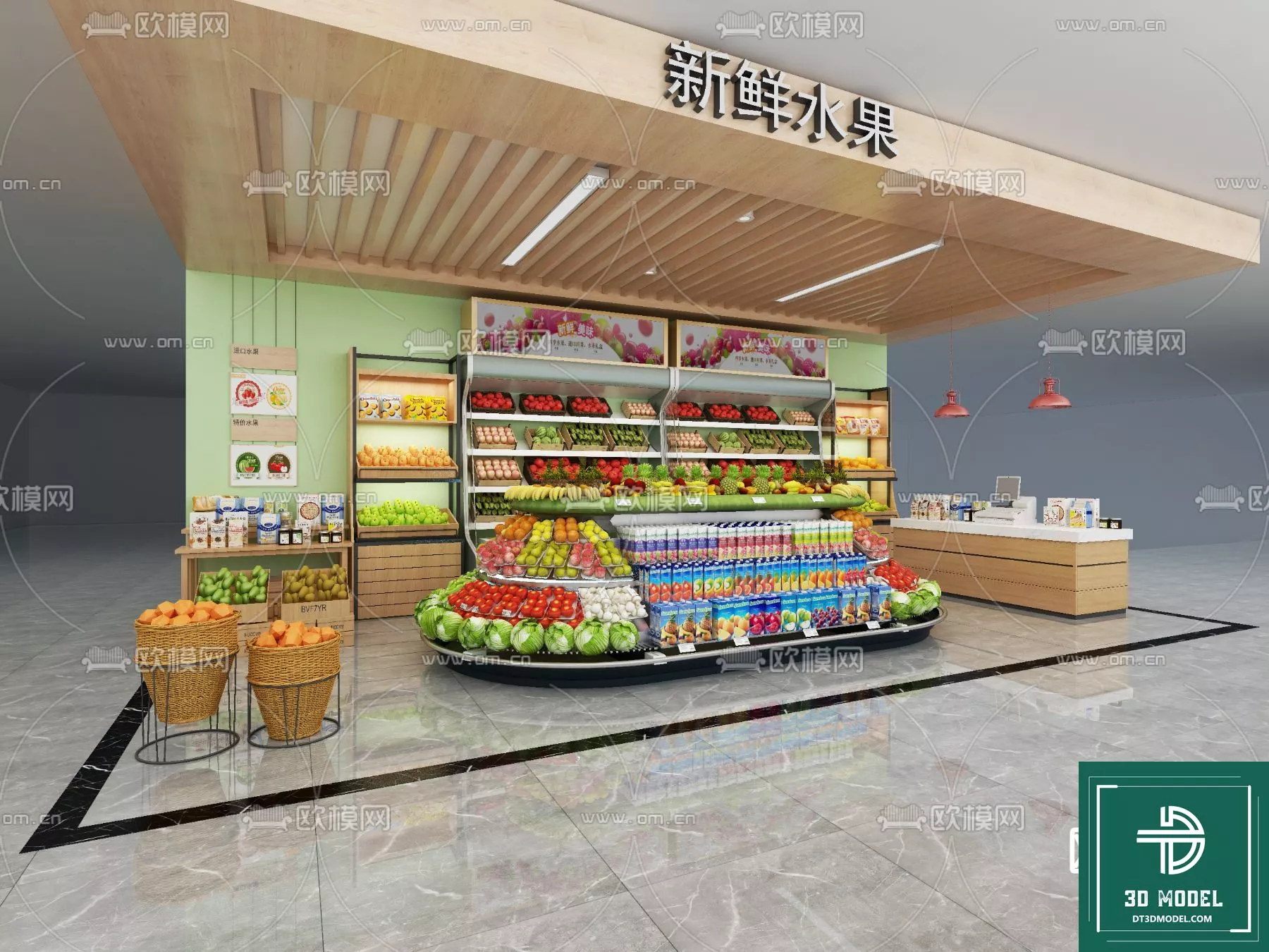 MODERN SUPERMARKET - SKETCHUP 3D SCENE - VRAY OR ENSCAPE - ID14428