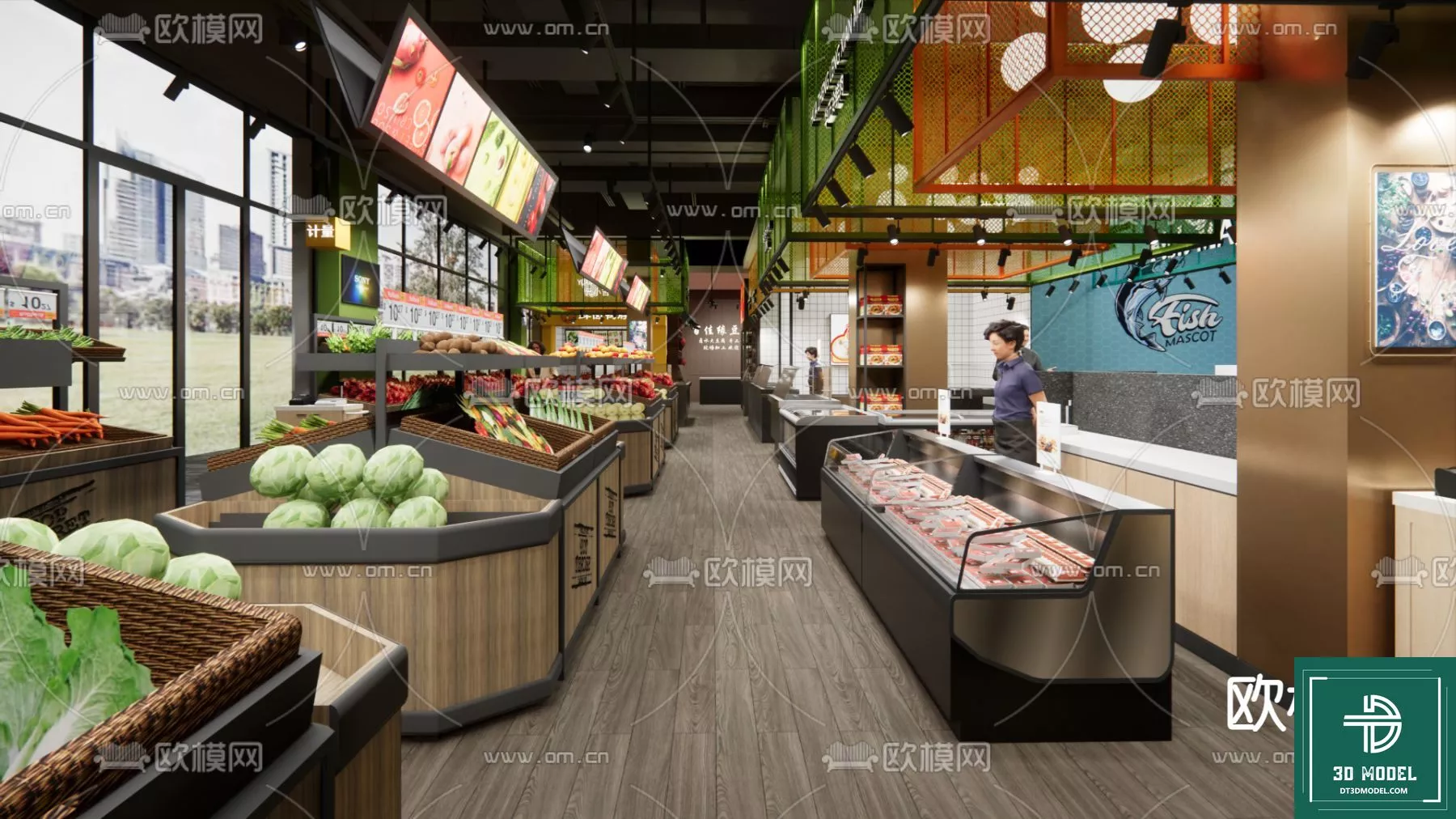 MODERN SUPERMARKET - SKETCHUP 3D SCENE - VRAY OR ENSCAPE - ID14437