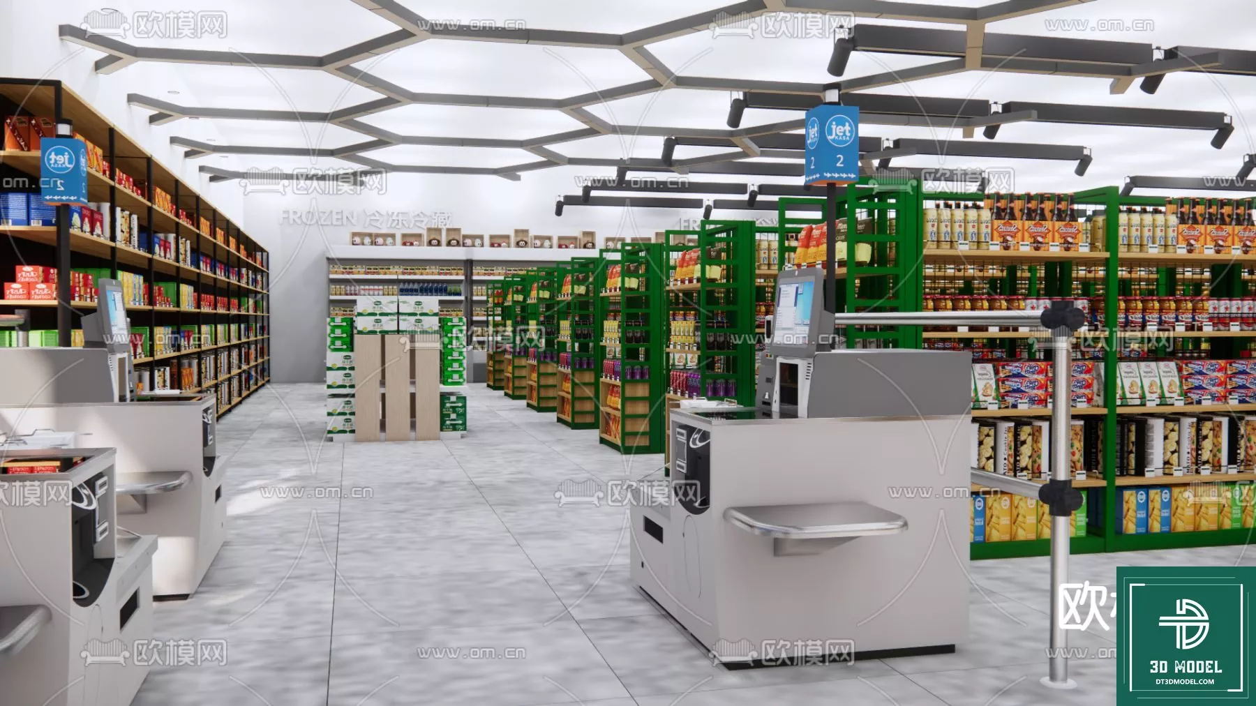 MODERN SUPERMARKET - SKETCHUP 3D SCENE - VRAY OR ENSCAPE - ID14454