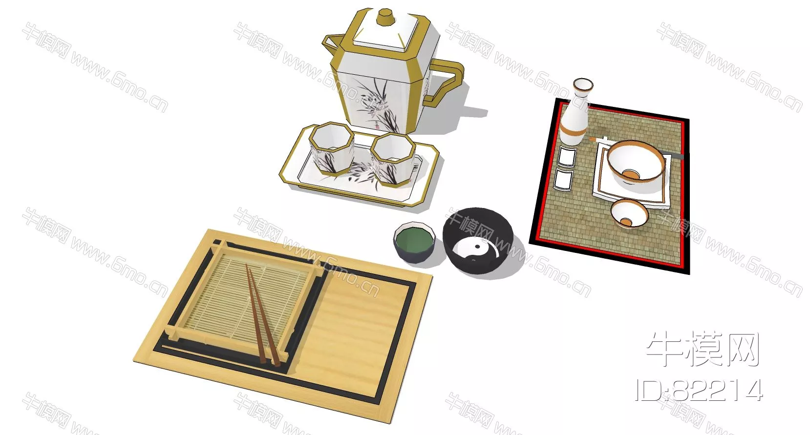 MODERN TEA SET - SKETCHUP 3D MODEL - ENSCAPE - 82214