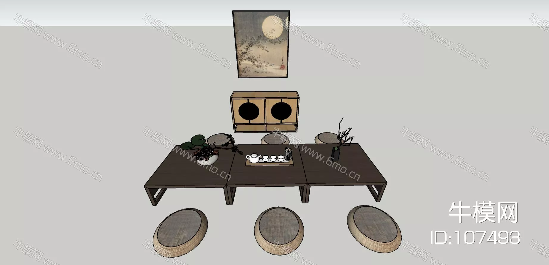 MODERN TEA TABLE SET - SKETCHUP 3D MODEL - ENSCAPE - 107493