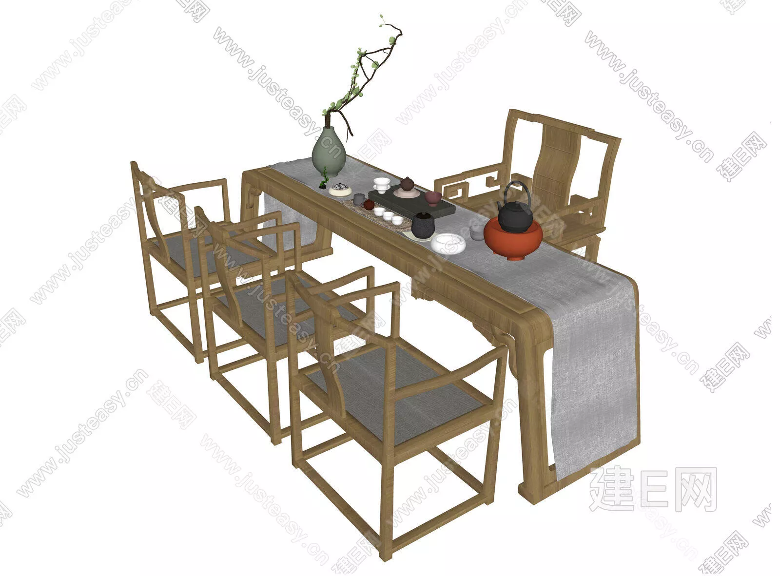 MODERN TEA TABLE SET - SKETCHUP 3D MODEL - ENSCAPE - 111755645