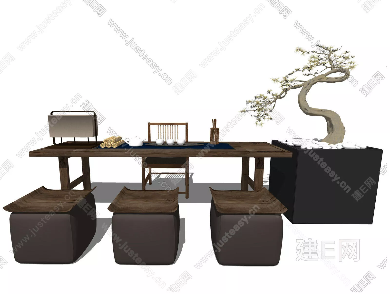 MODERN TEA TABLE SET - SKETCHUP 3D MODEL - ENSCAPE - ID15115