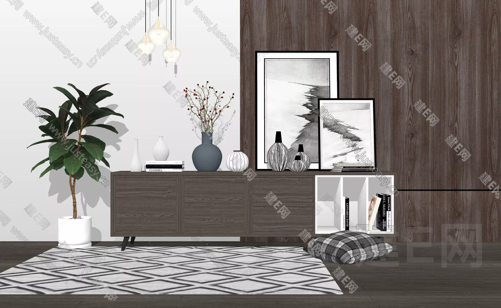 MODERN TV CABINET - SKETCHUP 3D MODEL - ENSCAPE - 111755567