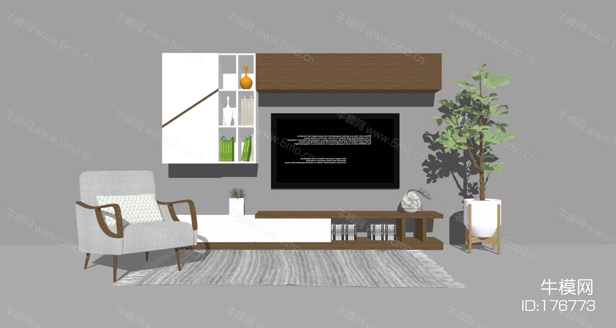 MODERN TV CABINET - SKETCHUP 3D MODEL - ENSCAPE - 176773