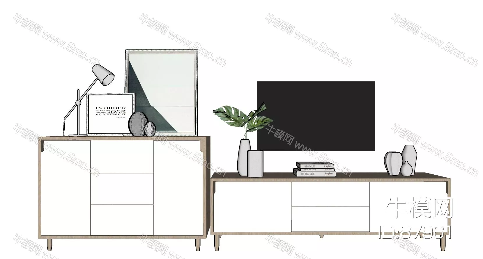 MODERN TV CABINET - SKETCHUP 3D MODEL - ENSCAPE - 87961