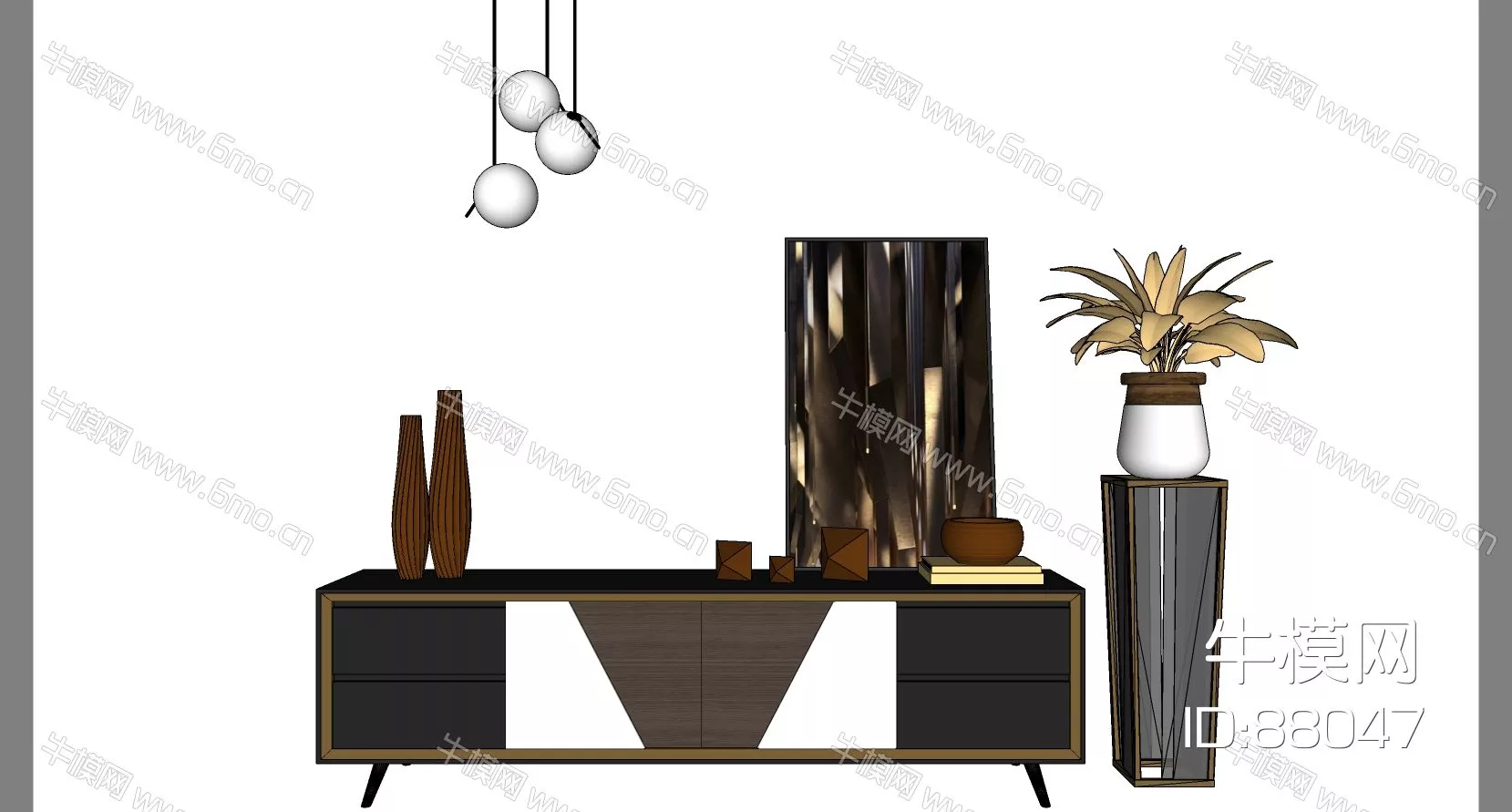 MODERN TV CABINET - SKETCHUP 3D MODEL - ENSCAPE - 88047