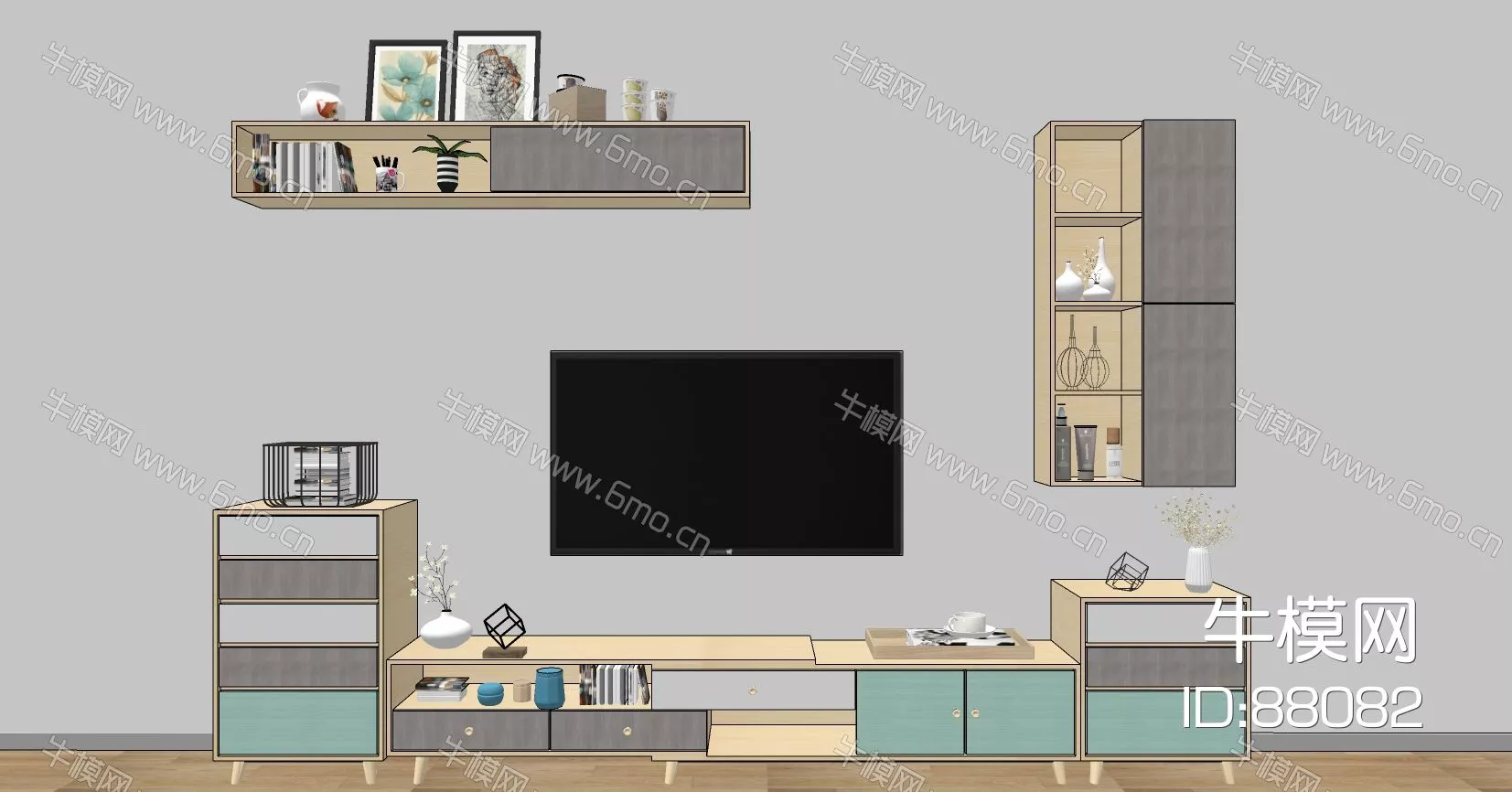 MODERN TV CABINET - SKETCHUP 3D MODEL - ENSCAPE - 88082