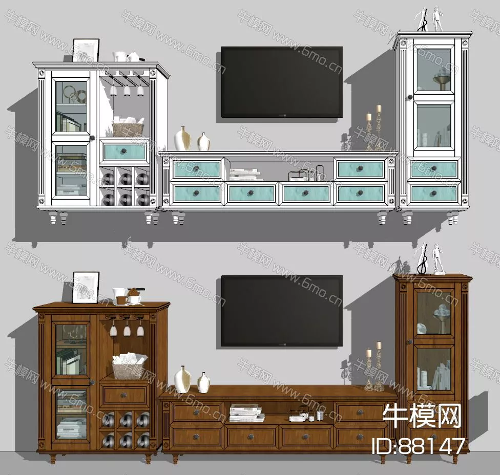 MODERN TV CABINET - SKETCHUP 3D MODEL - ENSCAPE - 88147