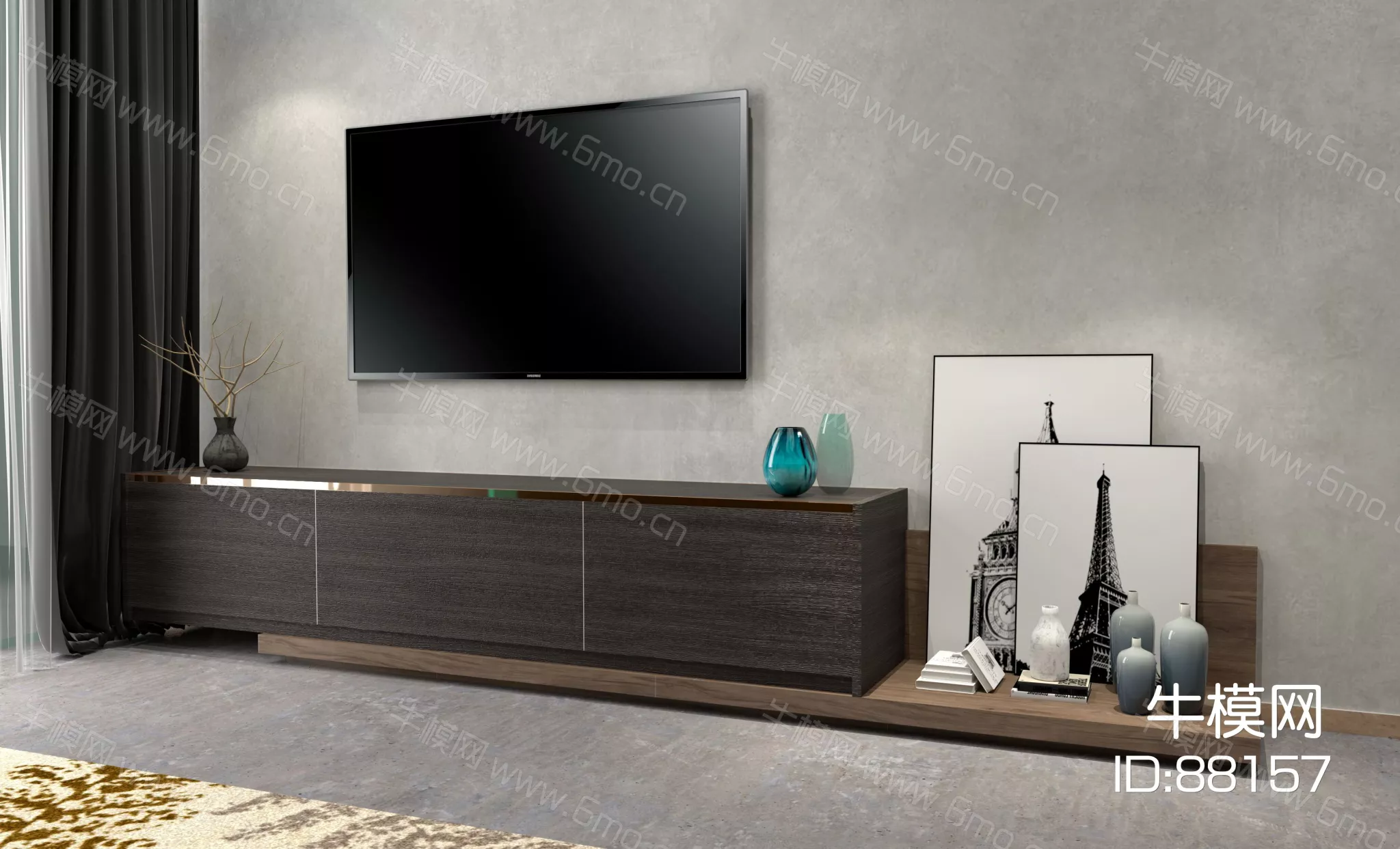 MODERN TV CABINET - SKETCHUP 3D MODEL - ENSCAPE - 88157