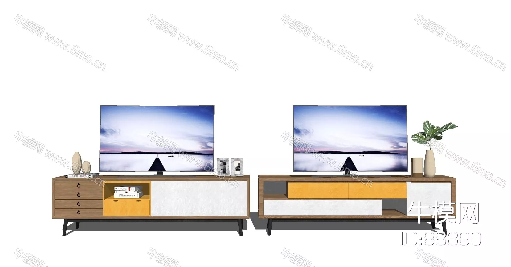 MODERN TV CABINET - SKETCHUP 3D MODEL - ENSCAPE - 88390