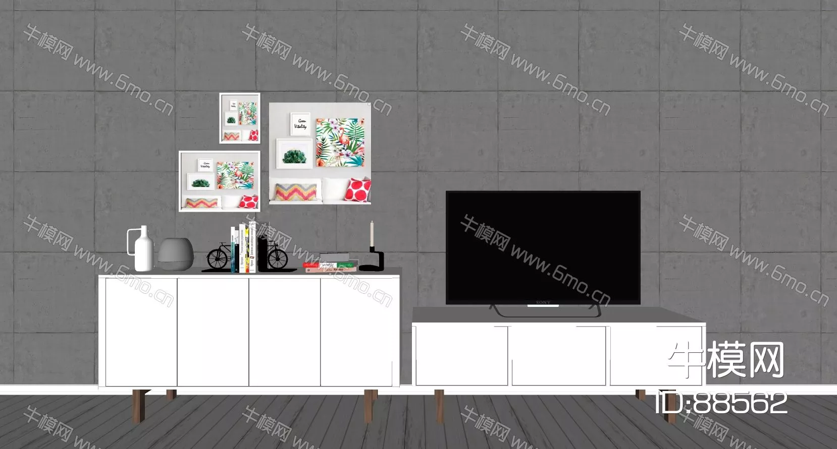 MODERN TV CABINET - SKETCHUP 3D MODEL - ENSCAPE - 88562