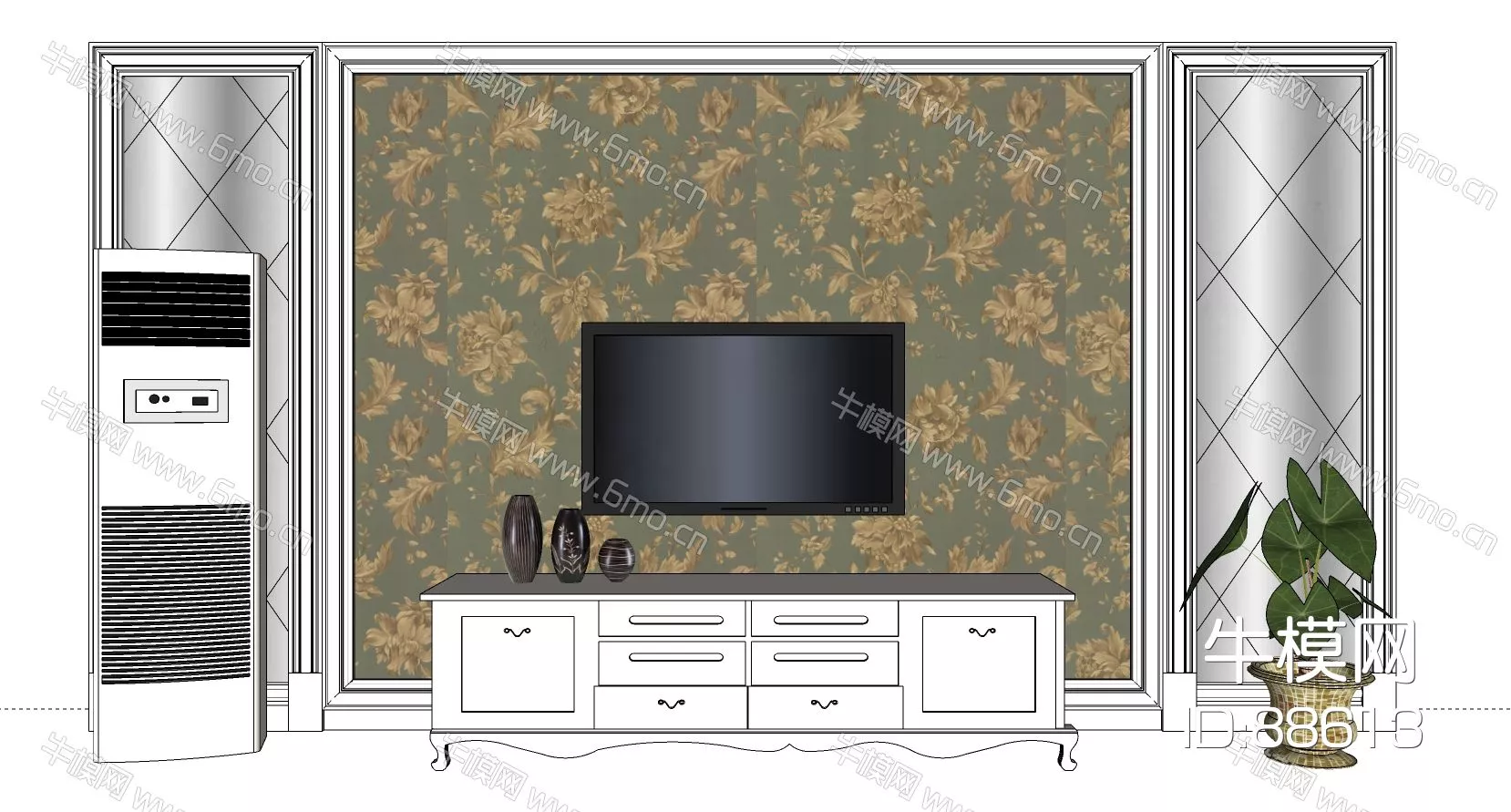 MODERN TV CABINET - SKETCHUP 3D MODEL - ENSCAPE - 88613