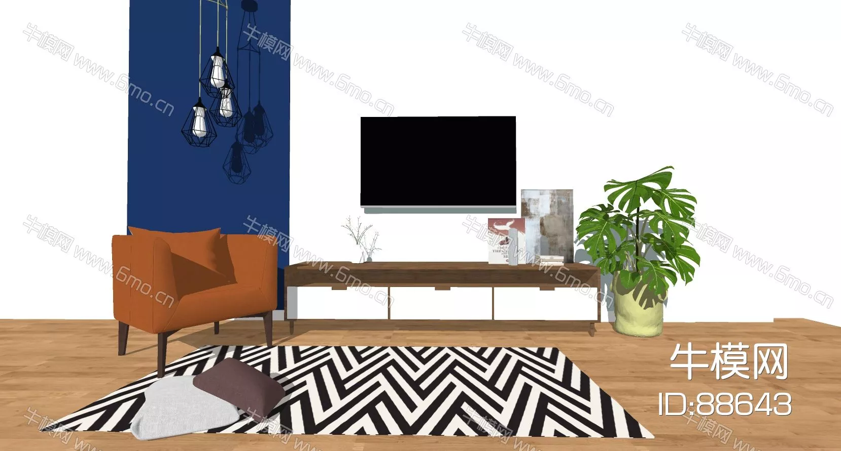 MODERN TV CABINET - SKETCHUP 3D MODEL - ENSCAPE - 88643