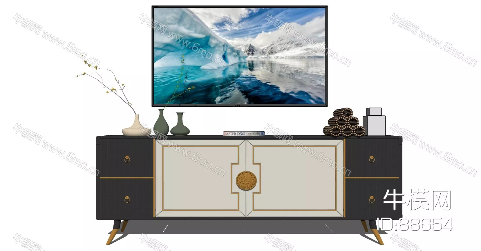 MODERN TV CABINET - SKETCHUP 3D MODEL - ENSCAPE - 88654