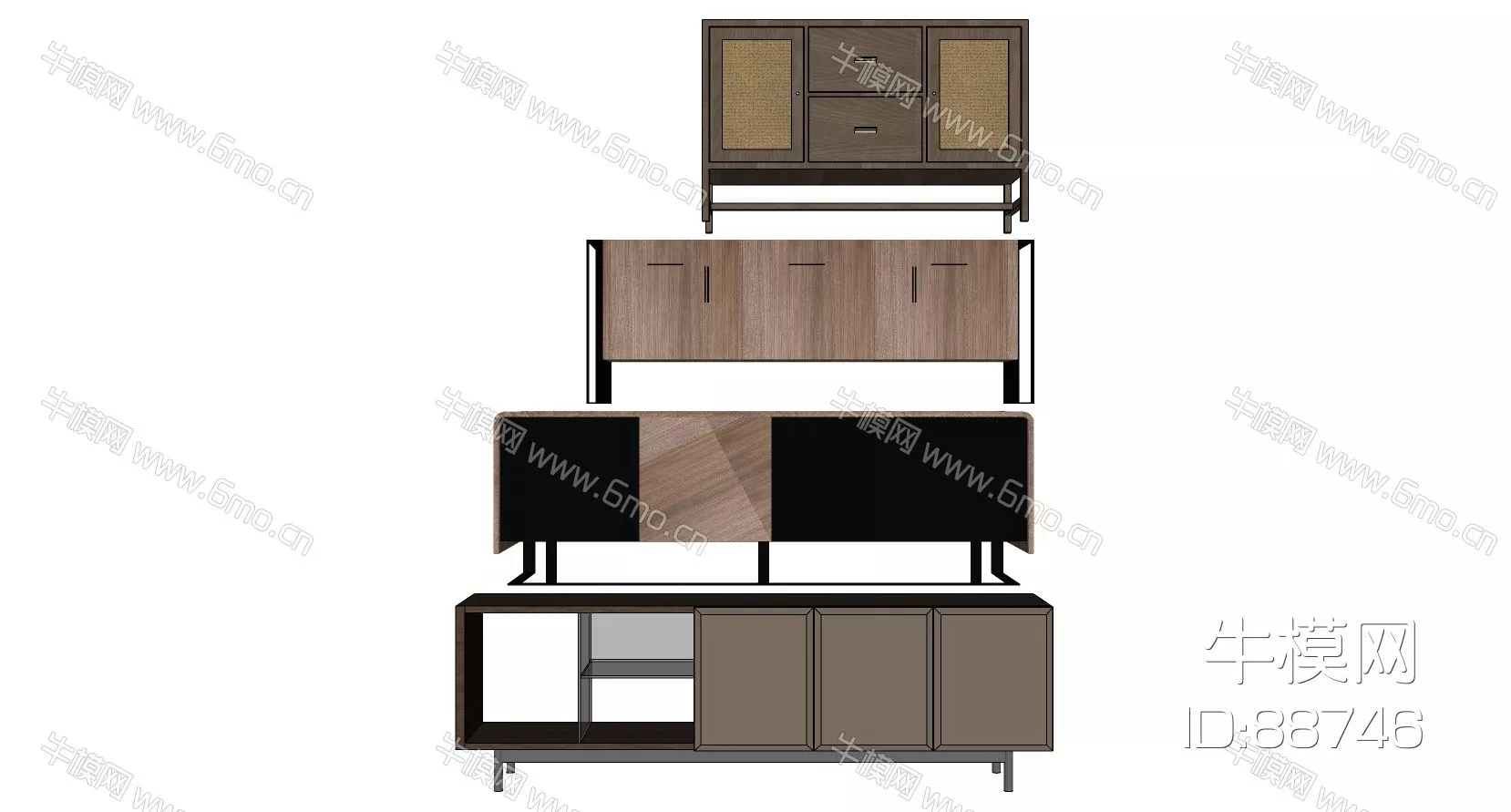 MODERN TV CABINET - SKETCHUP 3D MODEL - ENSCAPE - 88746