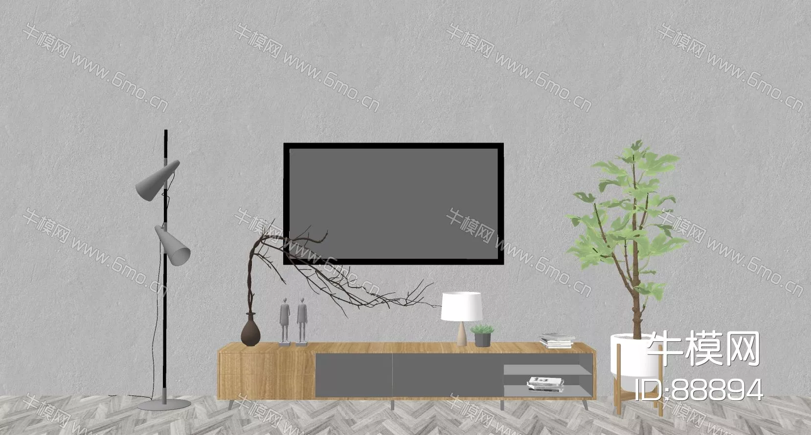 MODERN TV CABINET - SKETCHUP 3D MODEL - ENSCAPE - 88894