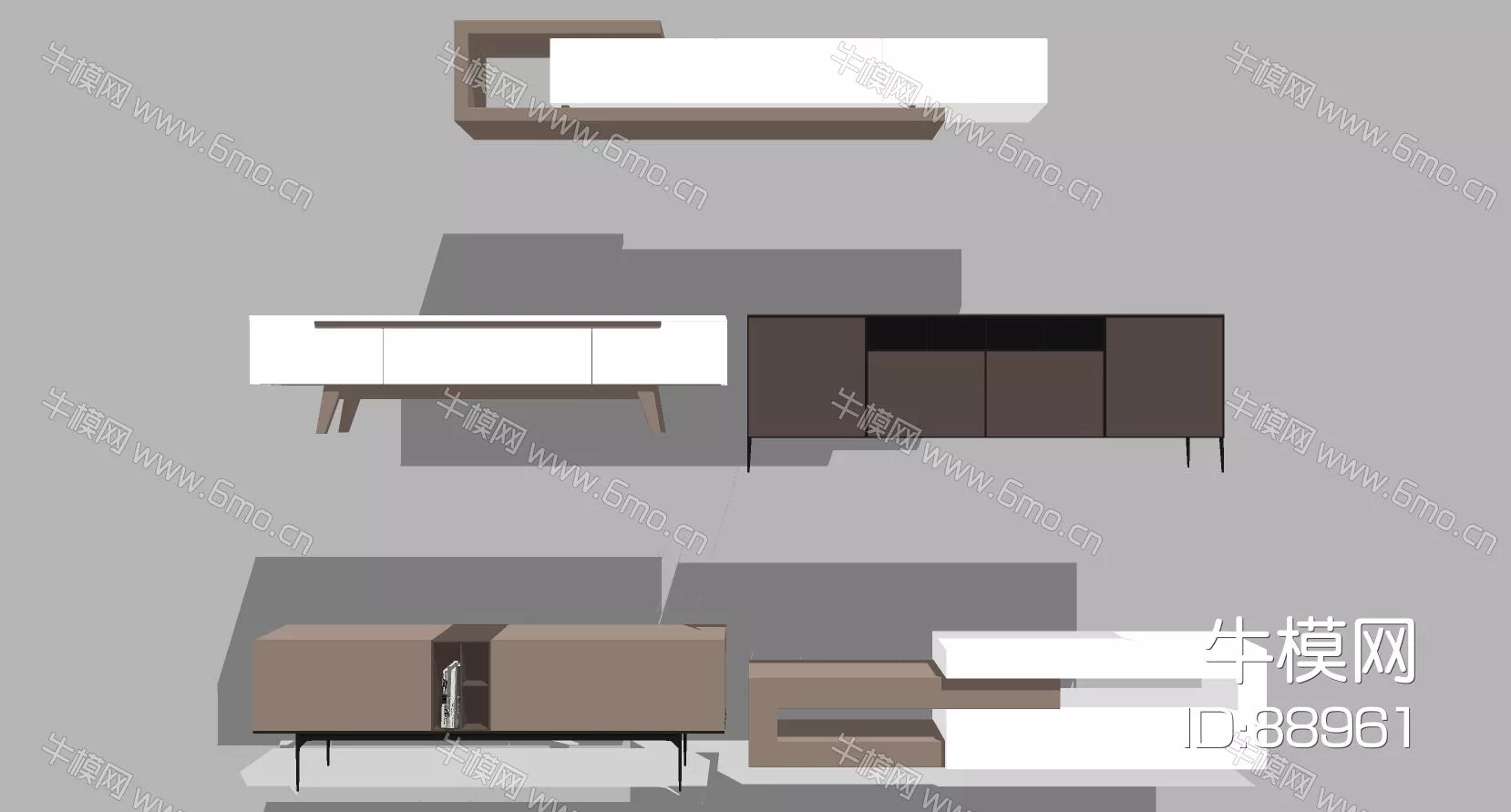 MODERN TV CABINET - SKETCHUP 3D MODEL - ENSCAPE - 88961