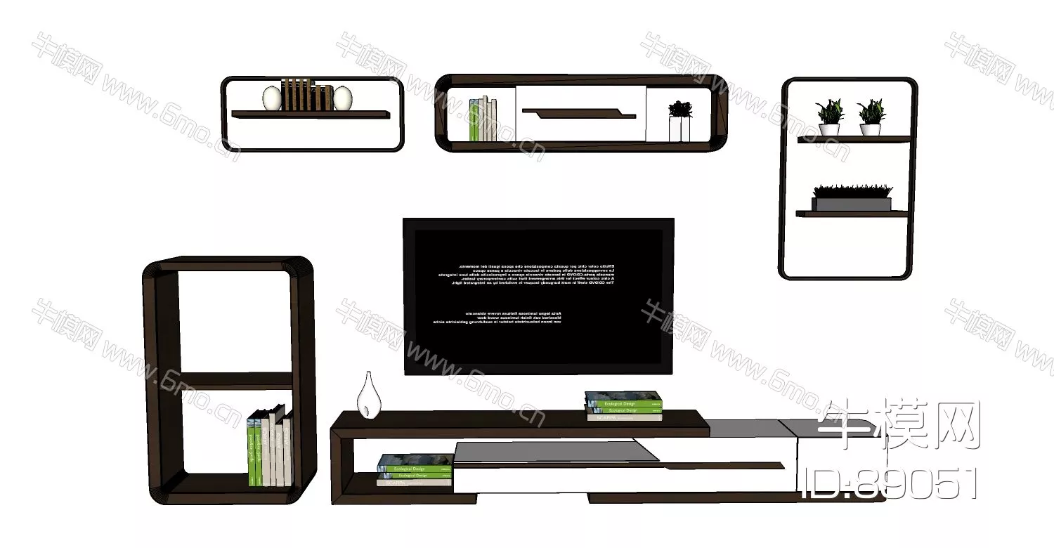 MODERN TV CABINET - SKETCHUP 3D MODEL - ENSCAPE - 89051