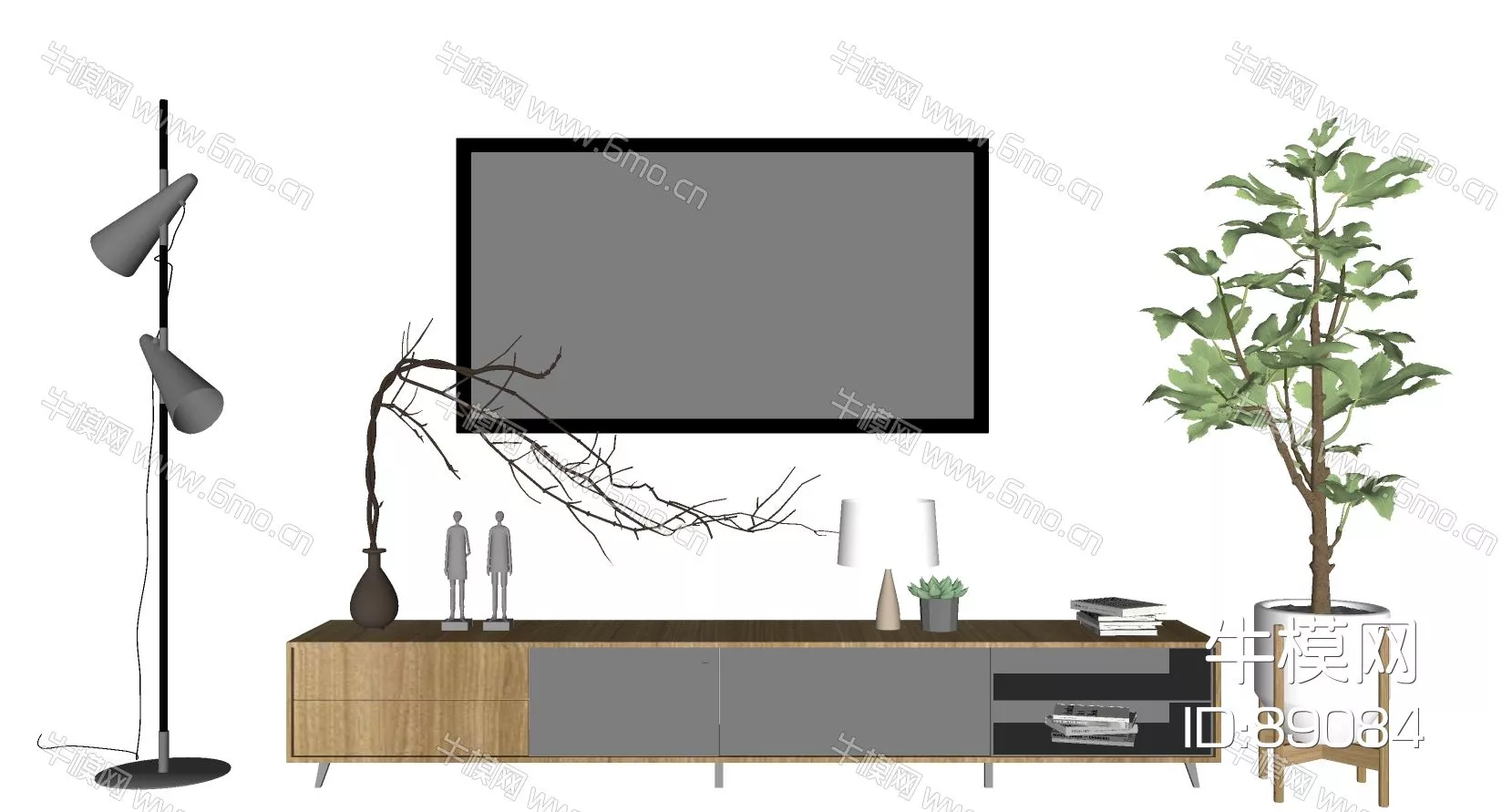 MODERN TV CABINET - SKETCHUP 3D MODEL - ENSCAPE - 89084