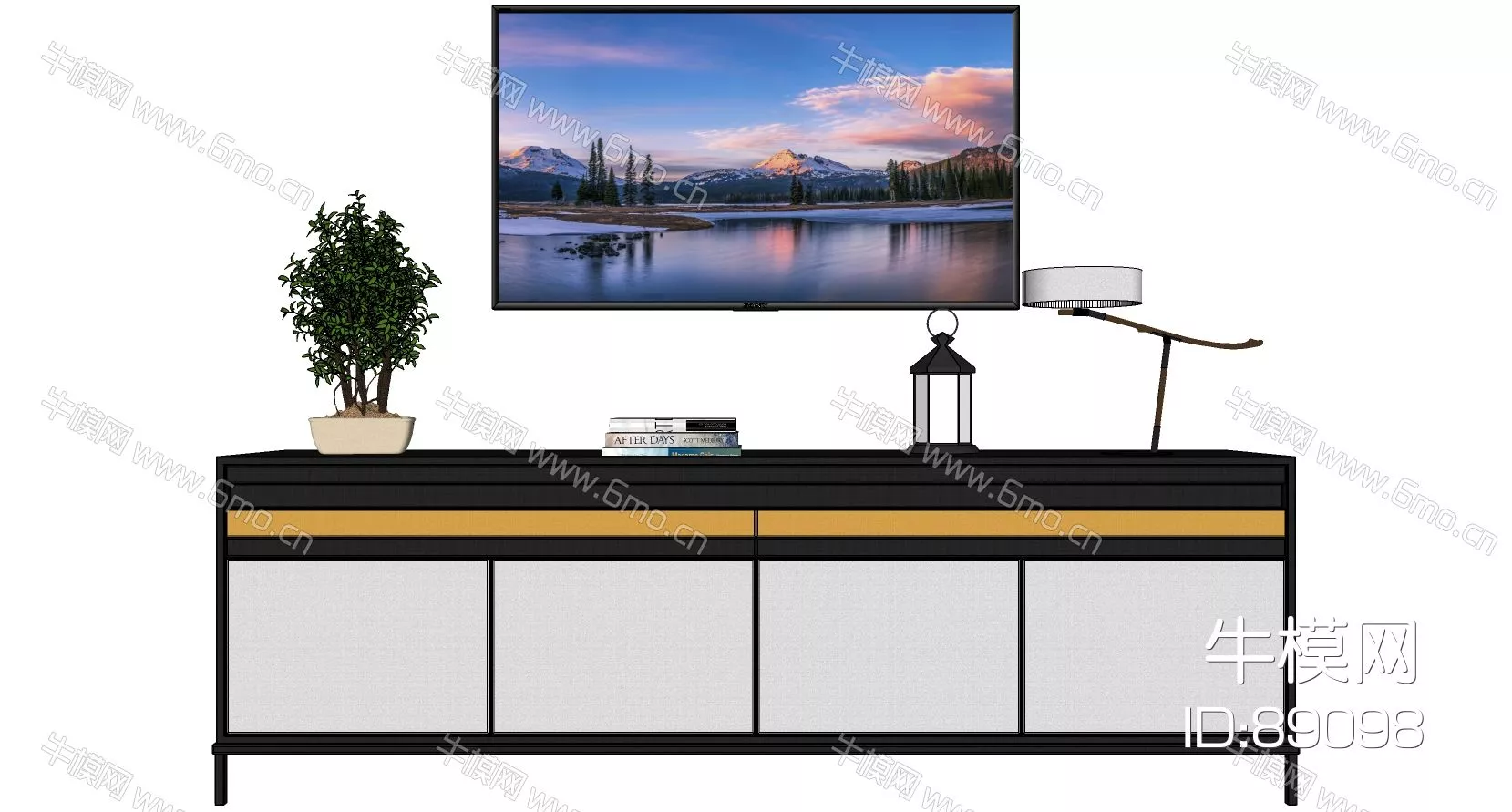 MODERN TV CABINET - SKETCHUP 3D MODEL - ENSCAPE - 89098