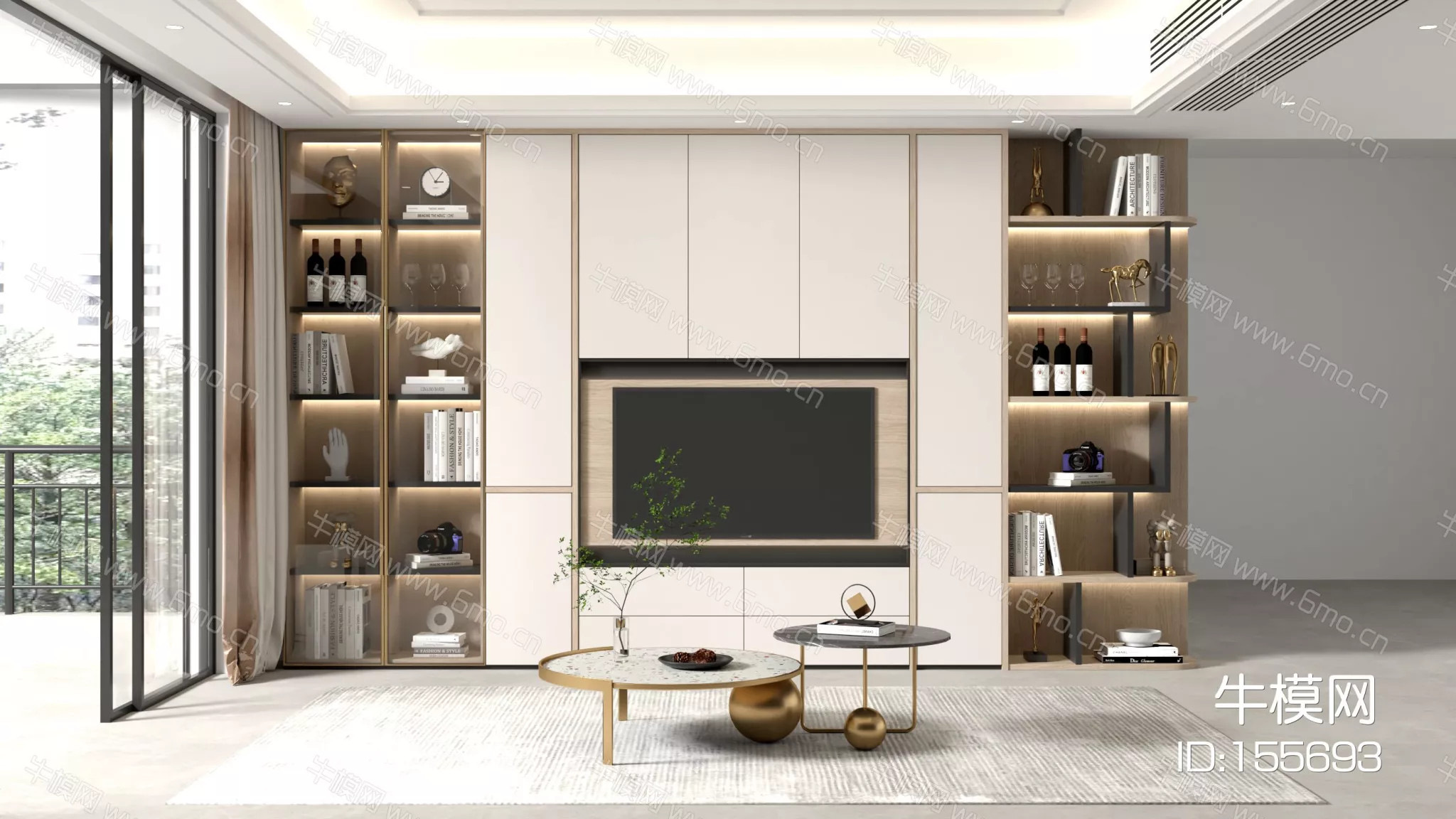 MODERN TV CABINET - SKETCHUP 3D MODEL - VRAY - 155693