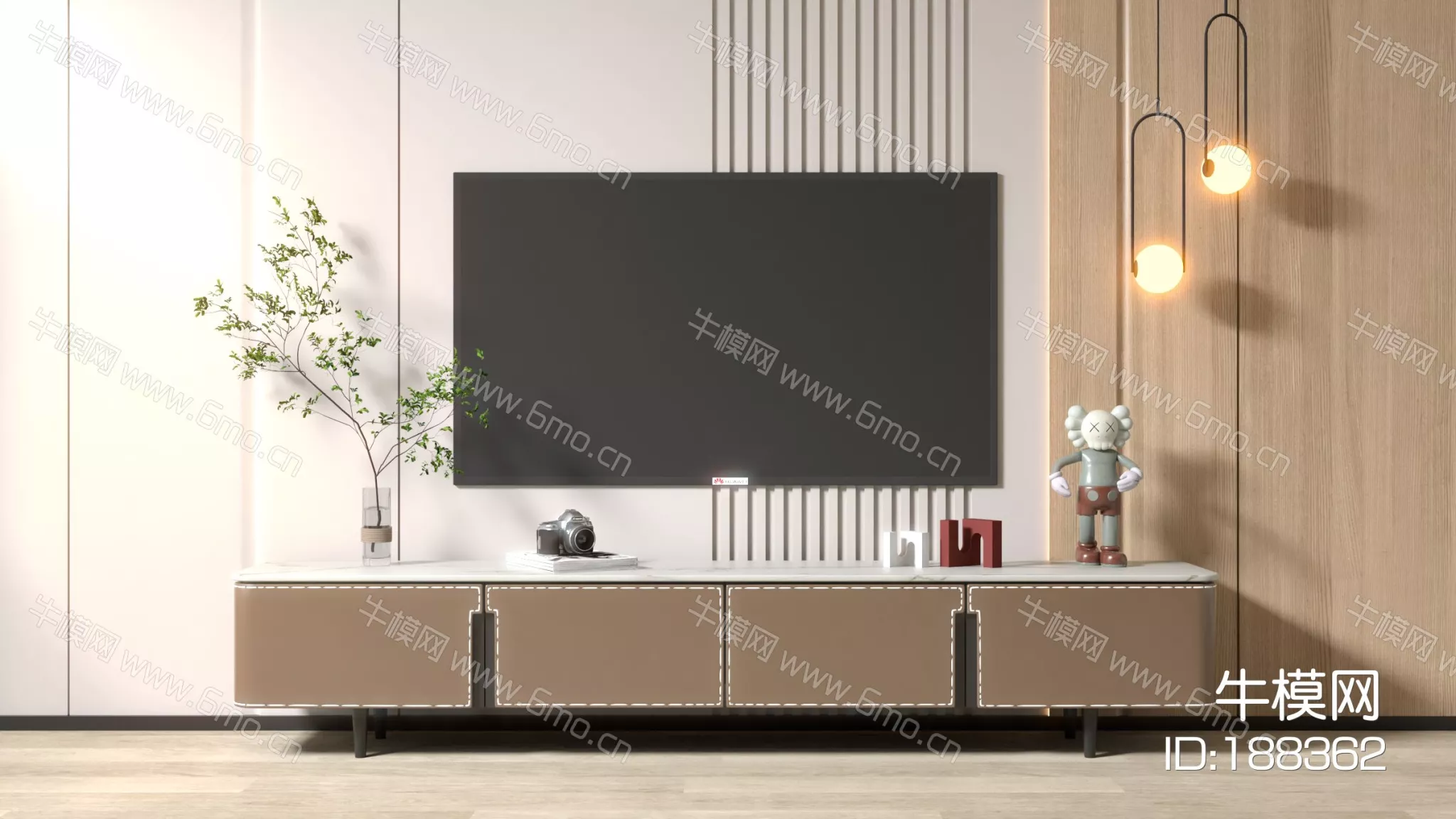 MODERN TV CABINET - SKETCHUP 3D MODEL - VRAY - 188362