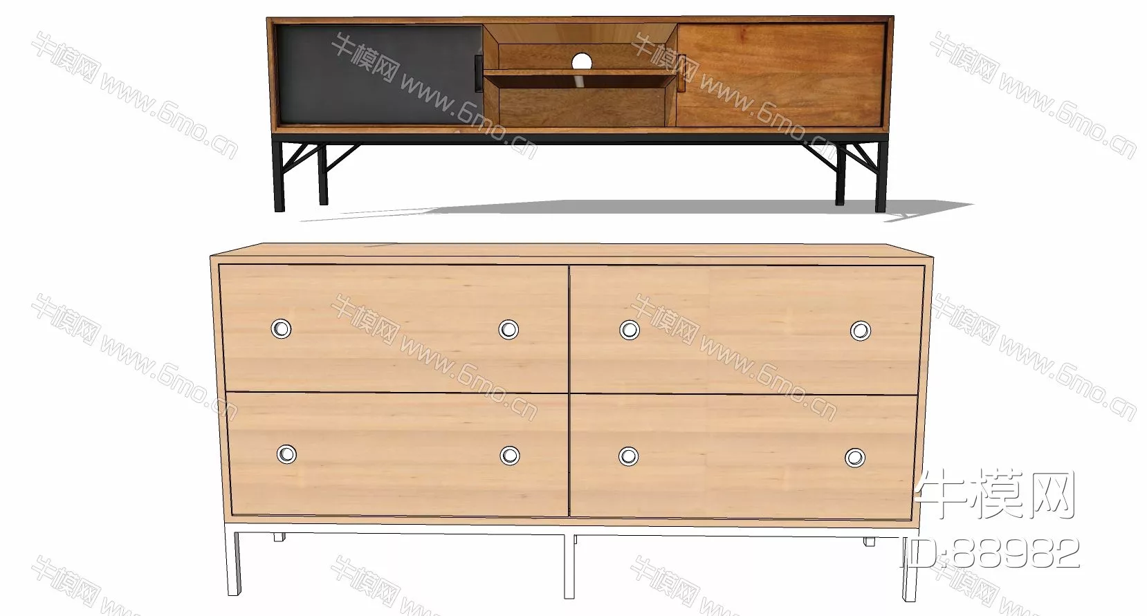 MODERN TV CABINET - SKETCHUP 3D MODEL - VRAY - 88982