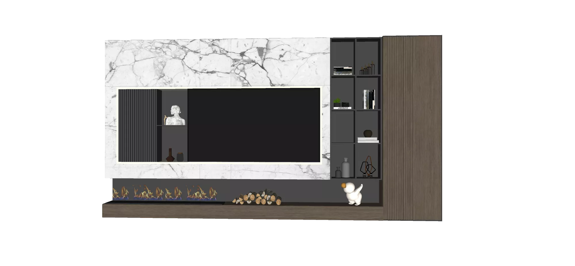 MODERN TV WALL - SKETCHUP 3D MODEL - VRAY OR ENSCAPE - ID15616