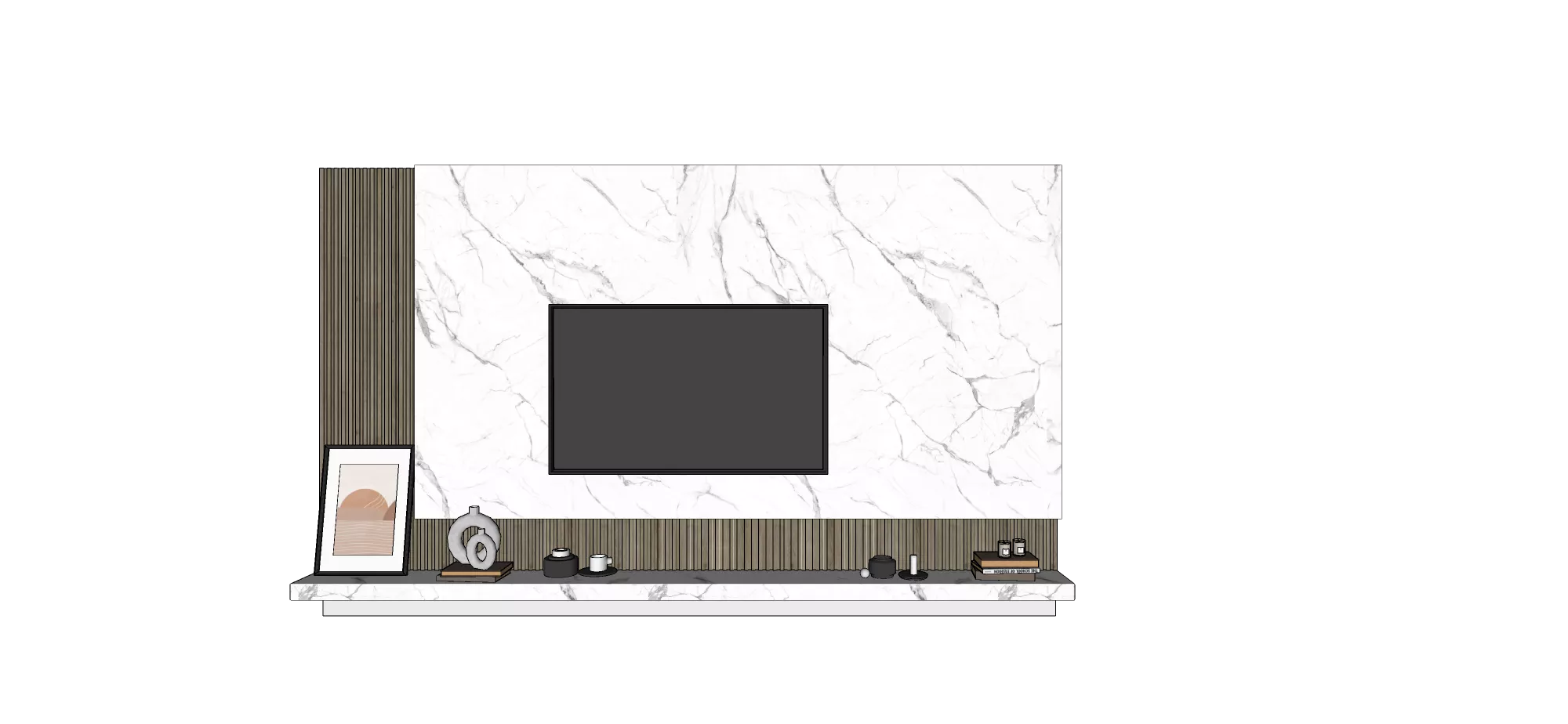 MODERN TV WALL - SKETCHUP 3D MODEL - VRAY OR ENSCAPE - ID15626