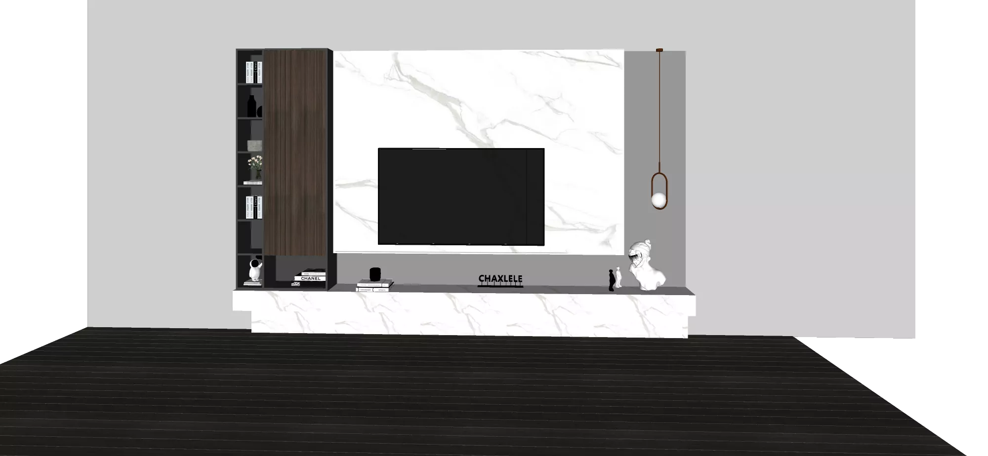 MODERN TV WALL - SKETCHUP 3D MODEL - VRAY OR ENSCAPE - ID15627