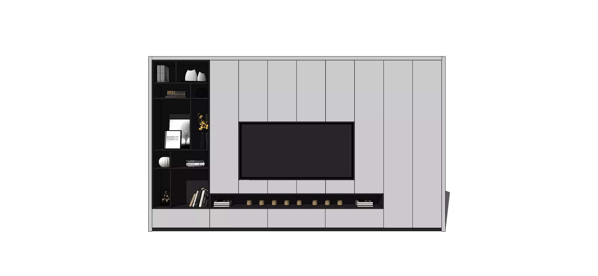 MODERN TV WALL - SKETCHUP 3D MODEL - VRAY OR ENSCAPE - ID15628