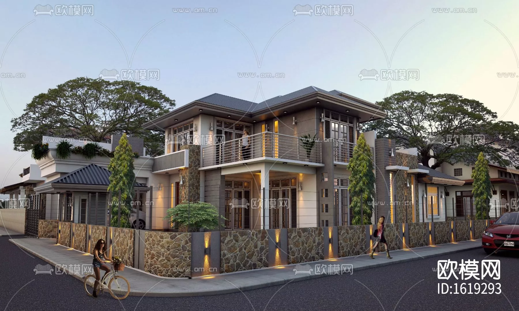 MODERN VILLA - SKETCHUP 3D SCENE - VRAY OR ENSCAPE - ID15842