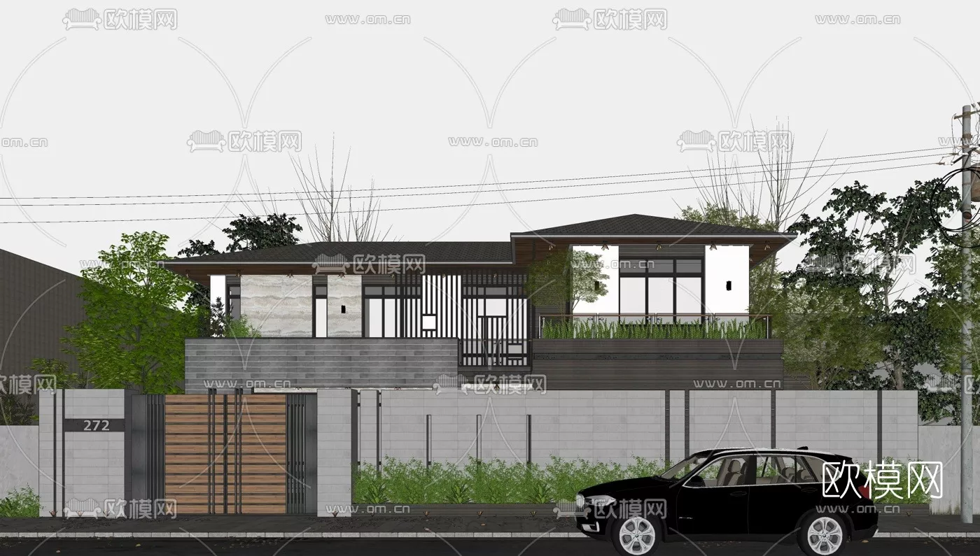 MODERN VILLA - SKETCHUP 3D SCENE - VRAY OR ENSCAPE - ID15845