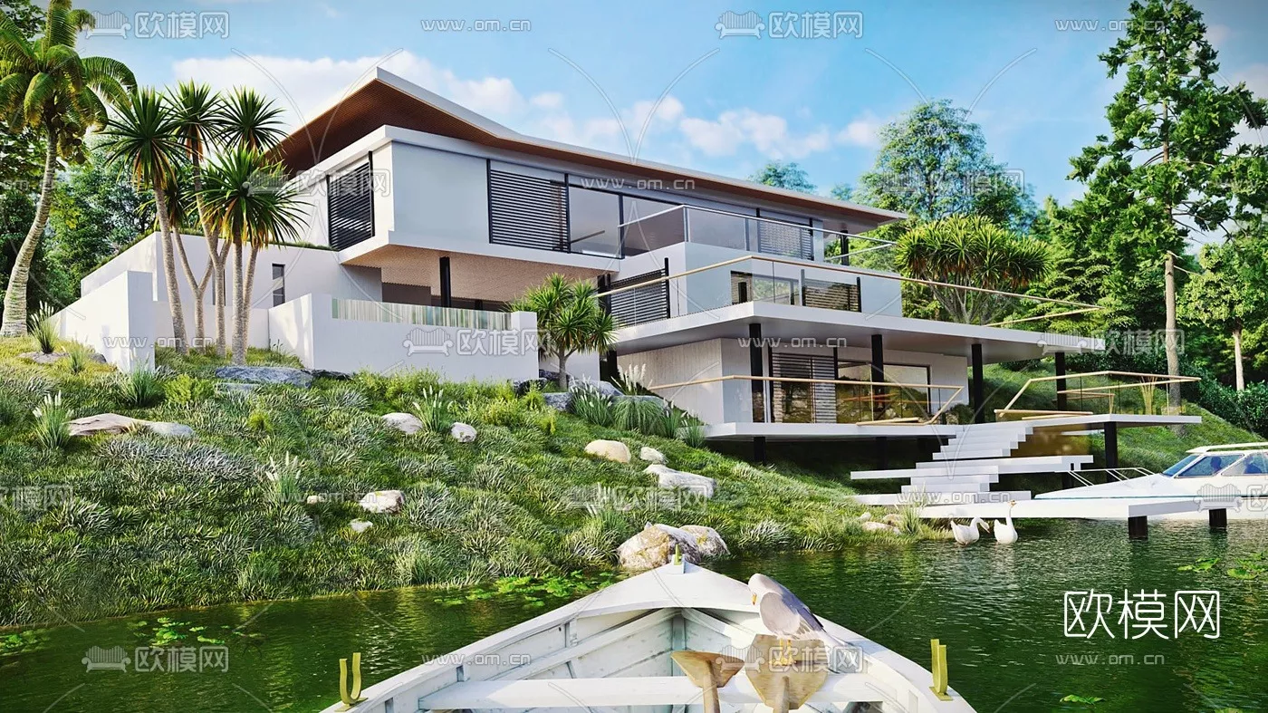 MODERN VILLA - SKETCHUP 3D SCENE - VRAY OR ENSCAPE - ID15846