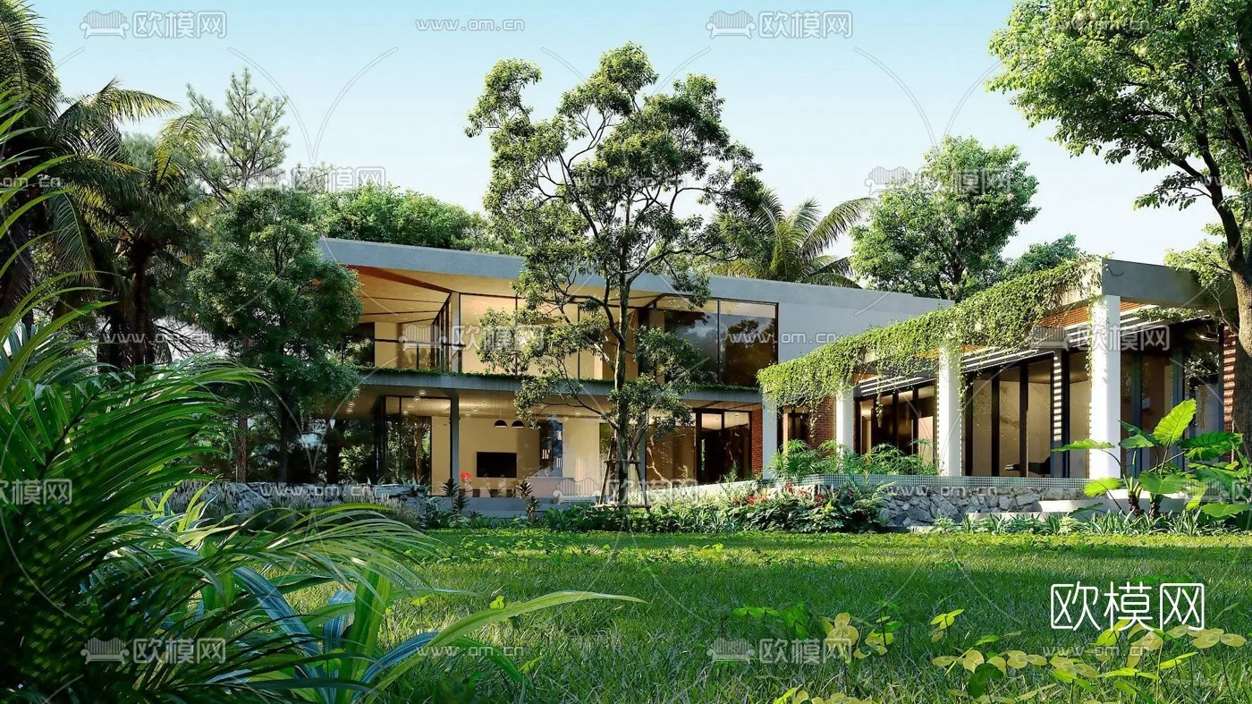 MODERN VILLA - SKETCHUP 3D SCENE - VRAY OR ENSCAPE - ID15847