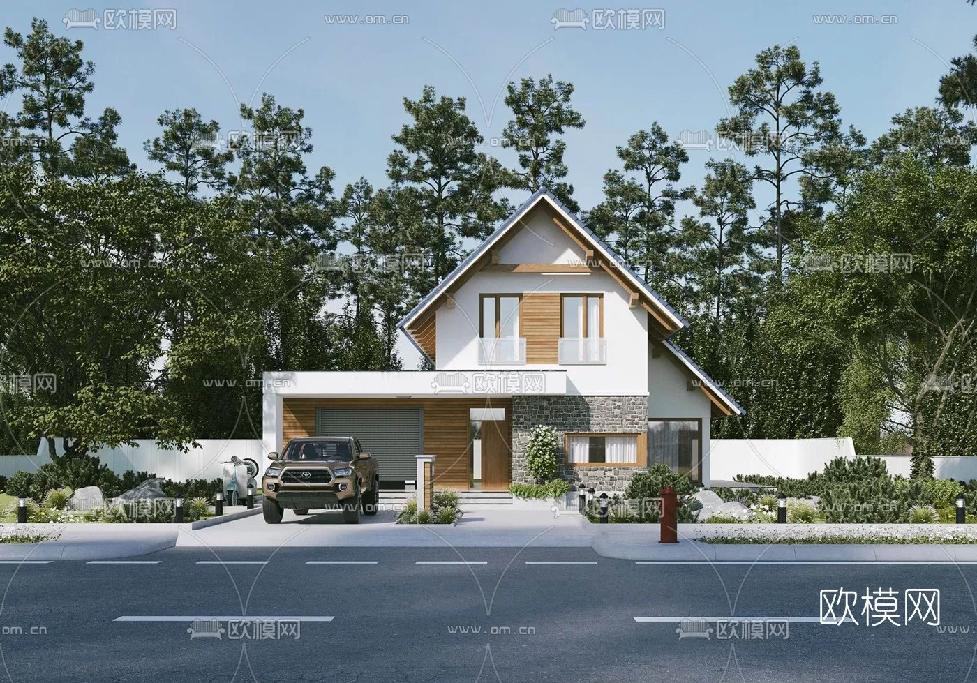 MODERN VILLA - SKETCHUP 3D SCENE - VRAY OR ENSCAPE - ID15849