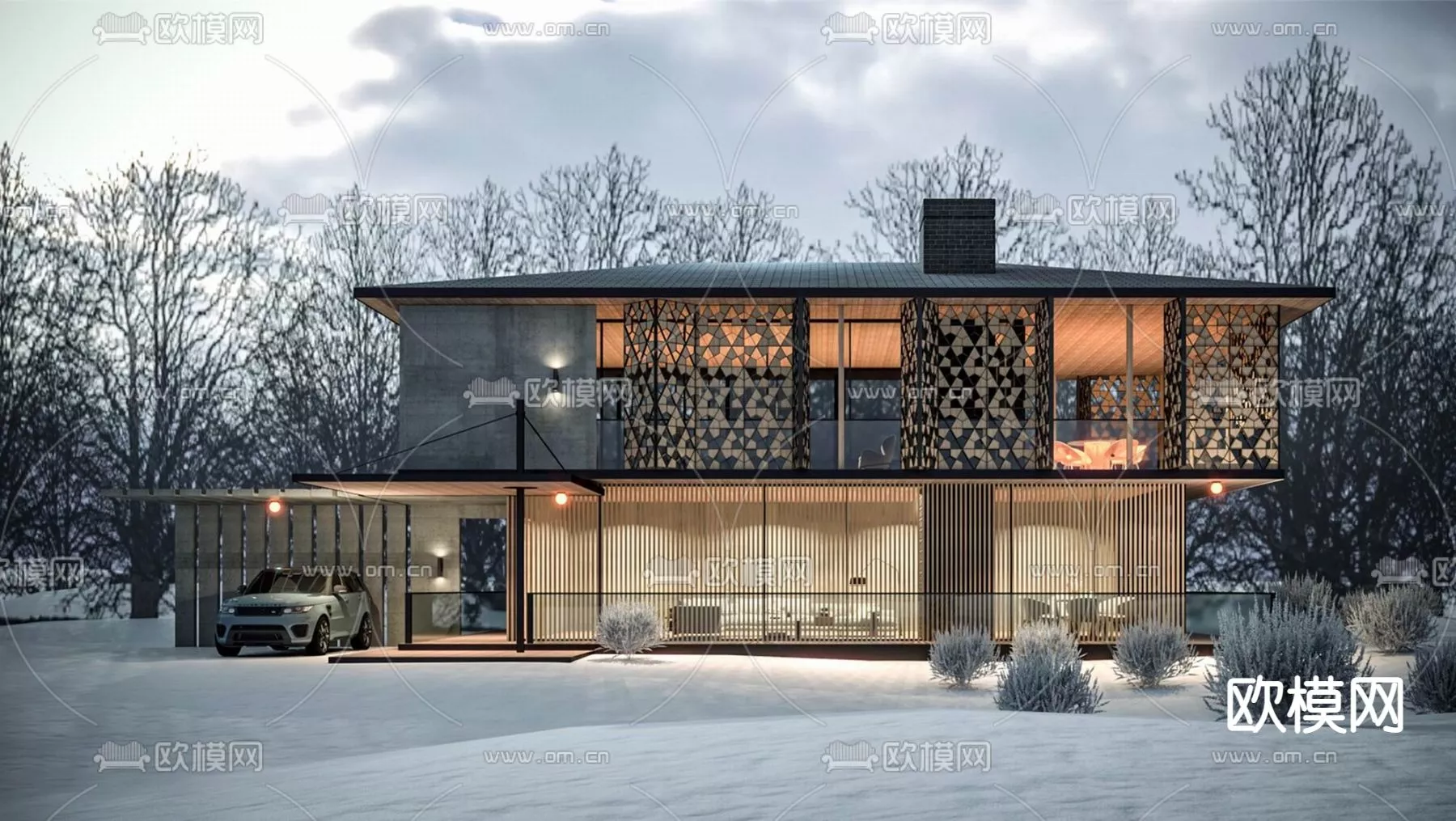 MODERN VILLA - SKETCHUP 3D SCENE - VRAY OR ENSCAPE - ID15857