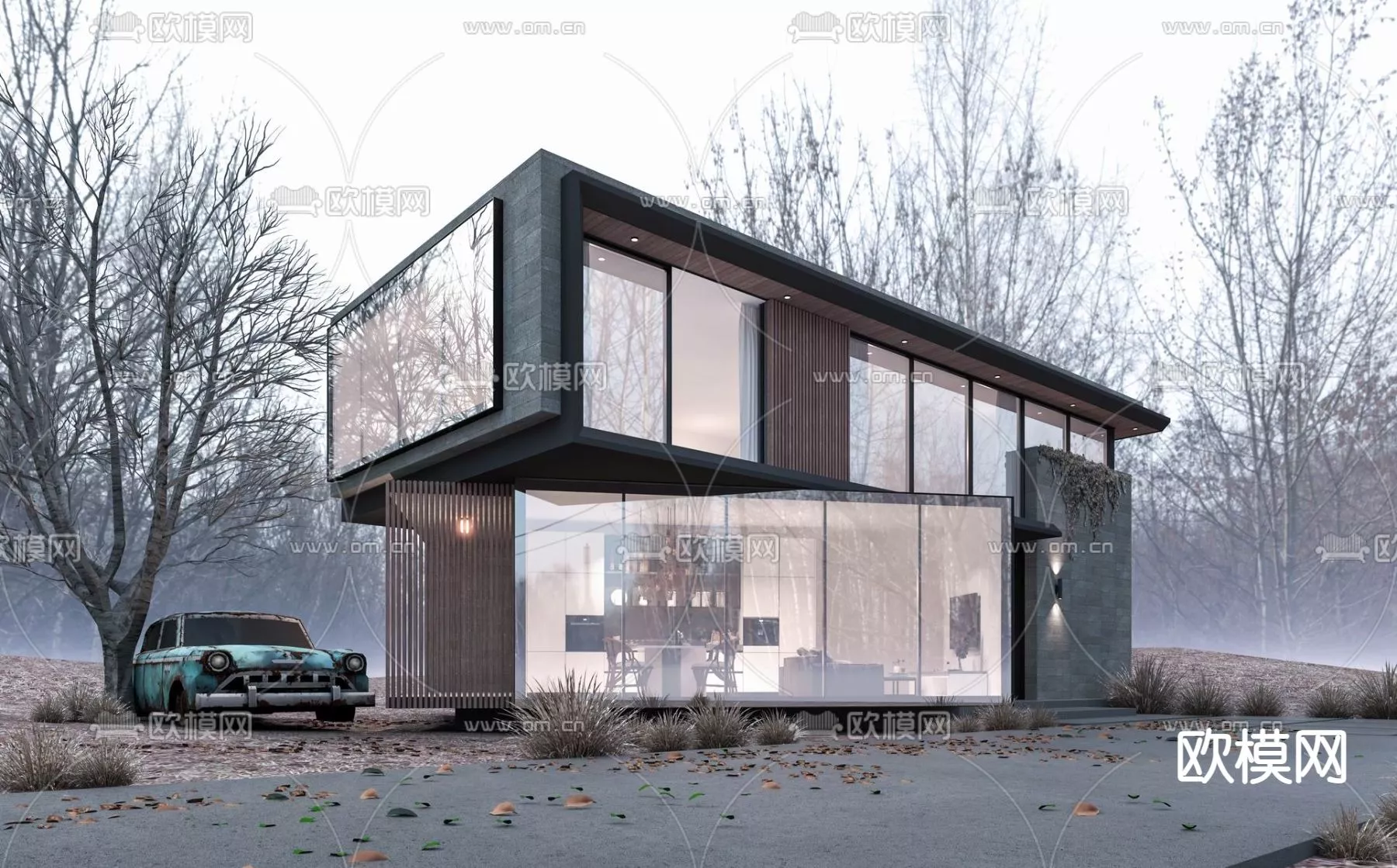 MODERN VILLA - SKETCHUP 3D SCENE - VRAY OR ENSCAPE - ID15858