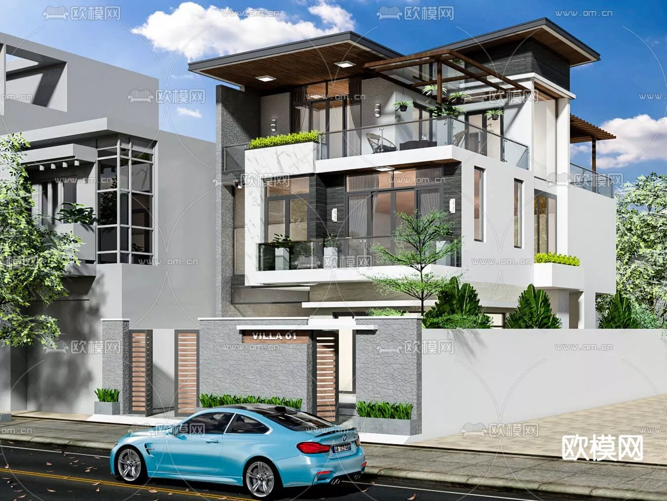 MODERN VILLA - SKETCHUP 3D SCENE - VRAY OR ENSCAPE - ID15868