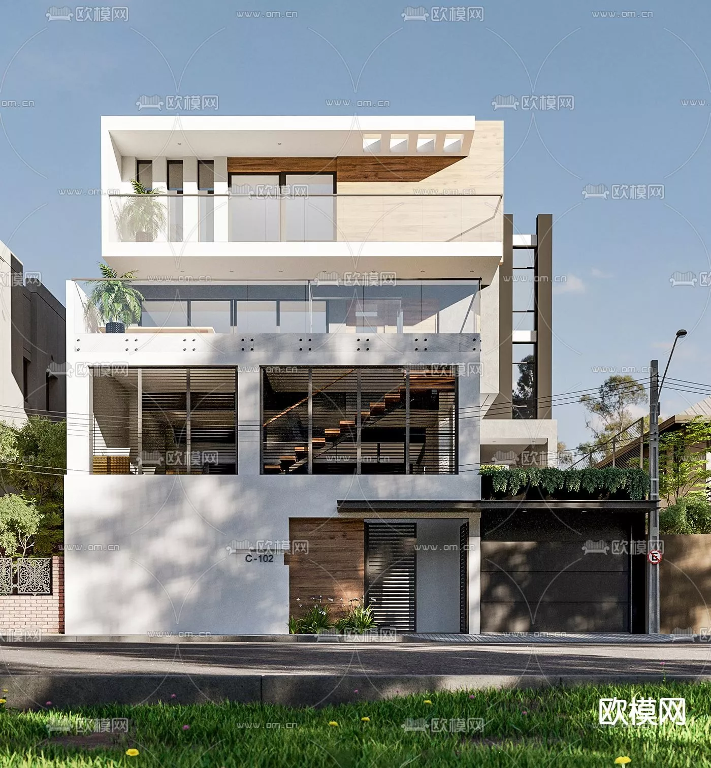 MODERN VILLA - SKETCHUP 3D SCENE - VRAY OR ENSCAPE - ID15873