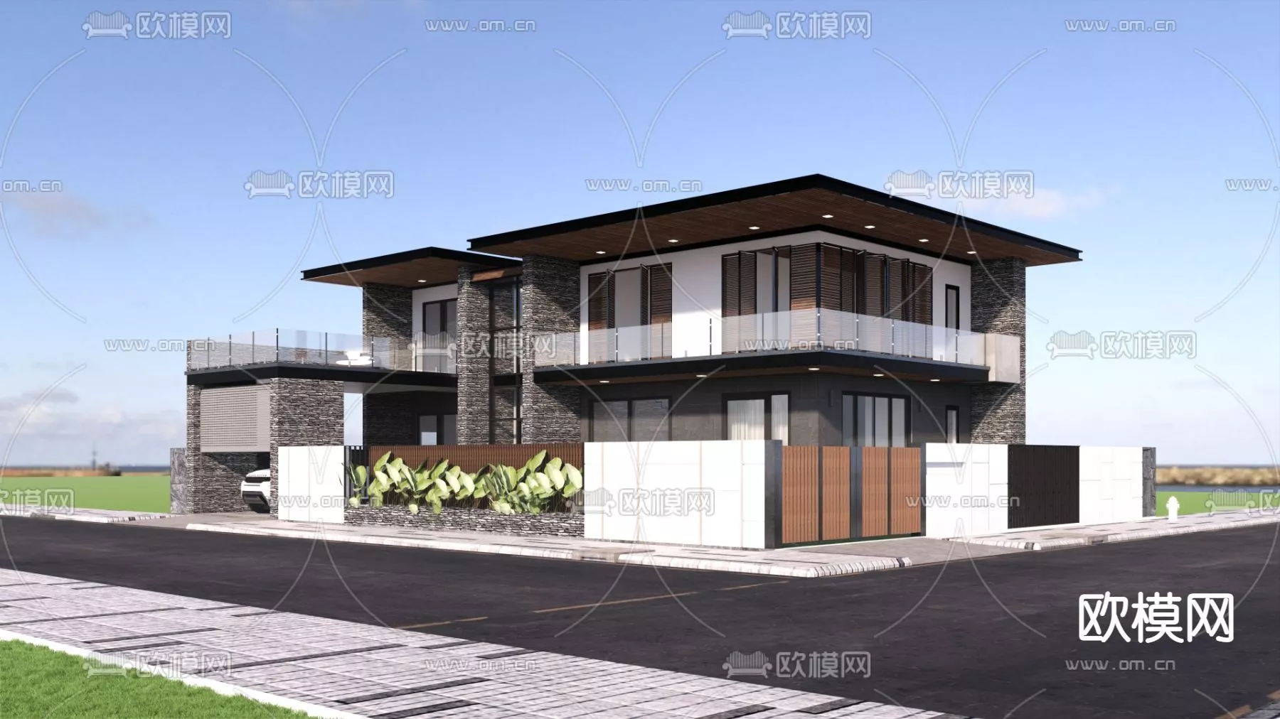 MODERN VILLA - SKETCHUP 3D SCENE - VRAY OR ENSCAPE - ID15885