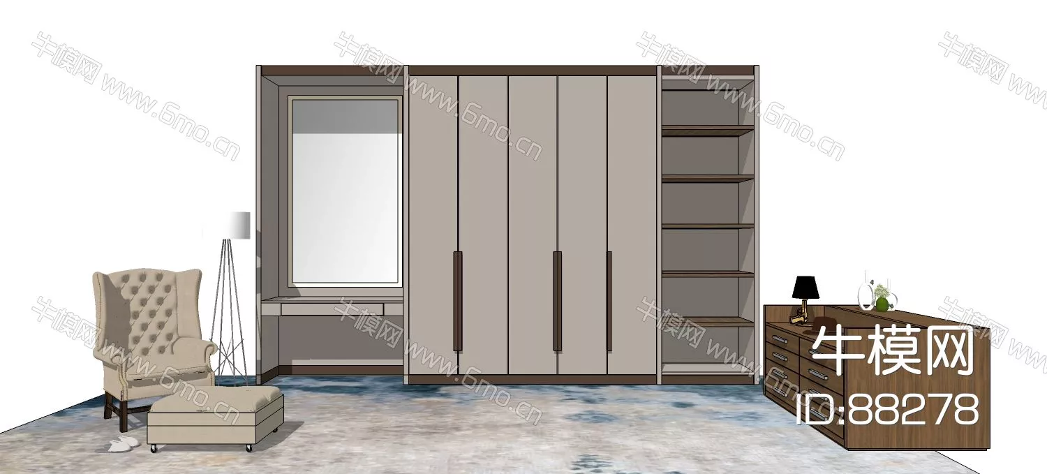 MODERN WARDROBE SHELF - SKETCHUP 3D MODEL - ENSCAPE - 88278