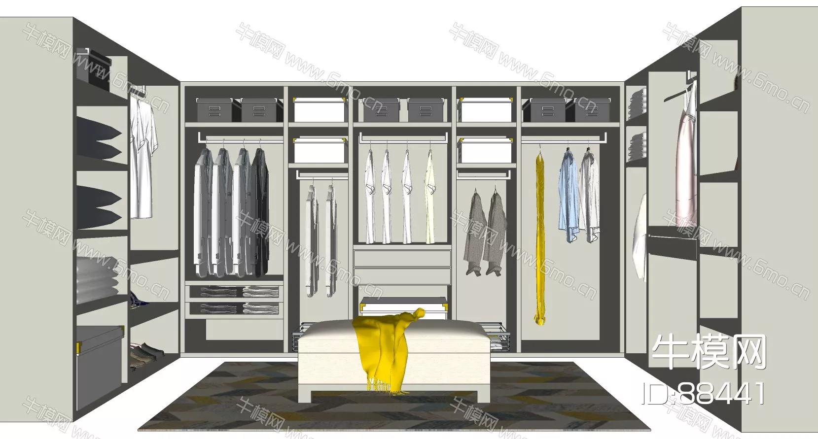 MODERN WARDROBE SHELF - SKETCHUP 3D MODEL - ENSCAPE - 88441