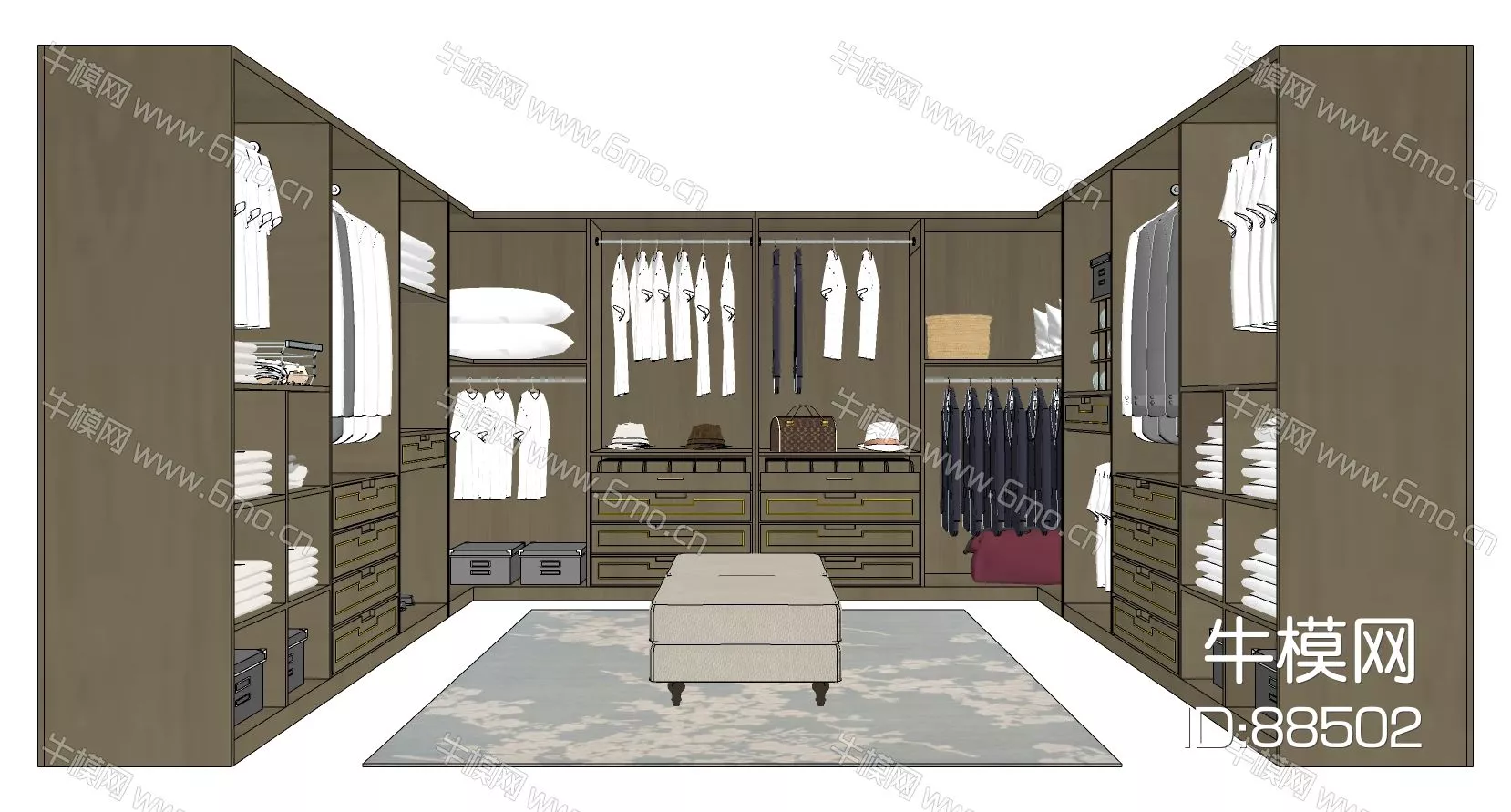 MODERN WARDROBE SHELF - SKETCHUP 3D MODEL - ENSCAPE - 88502